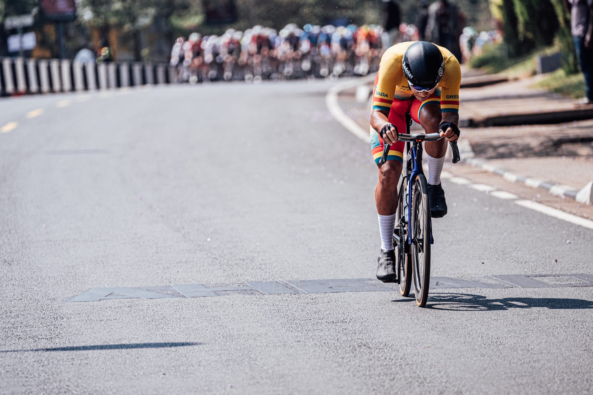 Red Walters attacking solo at the World Championships road race